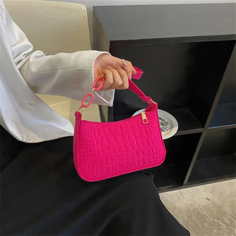Luxury Crocodile Pattern Felt Women's Satchel Shoulder Crossbody Purse Handbag Fashion Chain Tote Ladies Bag