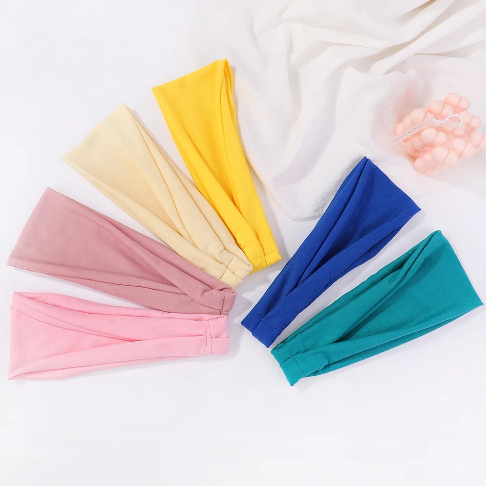Elastic Women's Hair Bands Headbands for Gym Yoga Exercise Sports Wash Face Headbands Solid Color Scrunchies