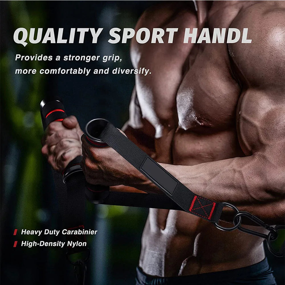 D-Ring Metal Gym Handle Workout Grips Heavy Duty Cable Machine Handles with Carabiner Clips Fitness Accessories