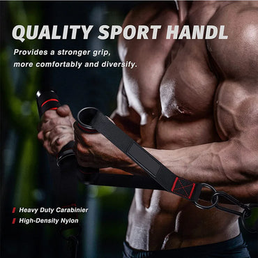 D-Ring Metal Gym Handle Workout Grips Heavy Duty Cable Machine Handles with Carabiner Clips Fitness Accessories