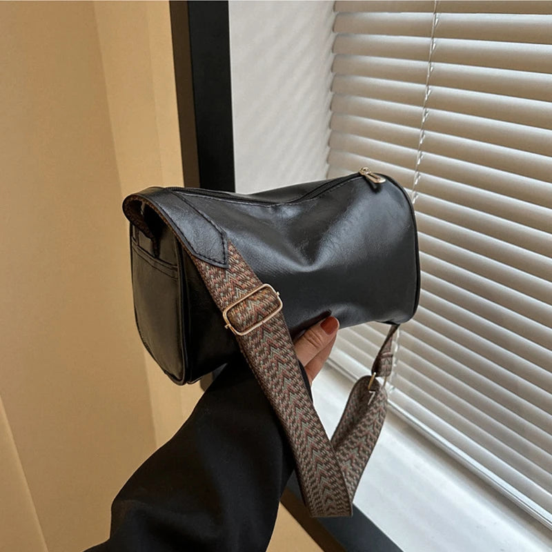 Fashion Vintage Travel Leather Pillow Style Purses Handbags for Women Small Crossbody Female Boston Casual Shoulder Bag