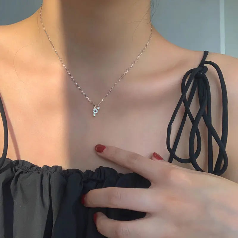 Elegant Crystal Initials Letter 925 Sterling Silver Chain Necklaces for Women Shiny Pendant Collar Jewelry Accessories