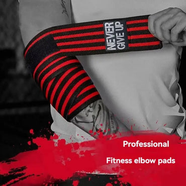 Long Elbow Guard Wrap Strap Pad for Sports Gym Bench Press Weightlifting Winding Pressure Protective Gear Equipment Booster Stripes