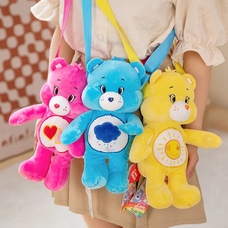 Popular Cute Care Bears Plush Backpack Kawaii Fashion Plushie Doll Girl's Children's Shoulder Bag Knapsack