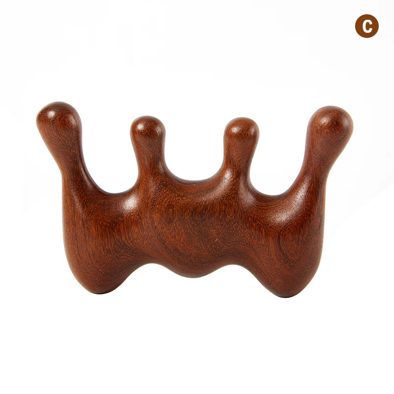 Natural Wood Therapy Massage Comb Head Face Scalp Gua Sha Massager Facial Sandalwood Wide Tooth Guasha Scraping Body Massage