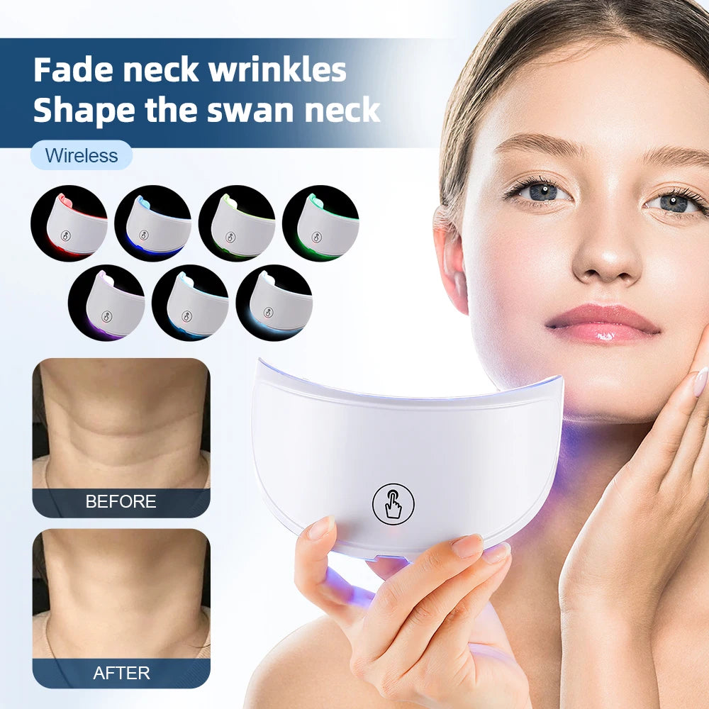 Wireless New Technology Face and Neck Anti Aging LED Beauty Mask Skin Rejuvenation Skin Tightening Anti-Acne Anti Wrinkle Skin Care Massager USB Chargeable