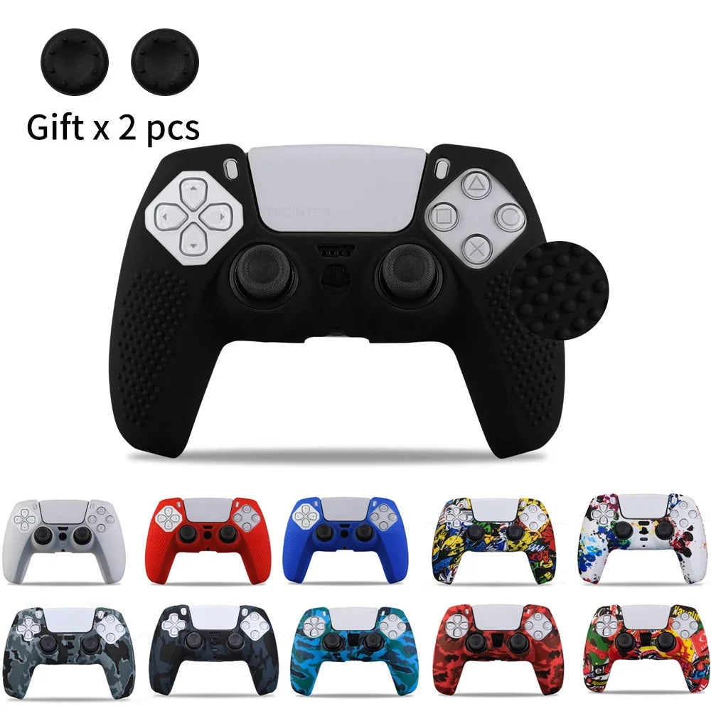 Anti-slip Silicone Protective Cover Skins Compatible with Sony Playstation 5 Controller Slim Gamepad PS5 Case Thumb Grips Accessories