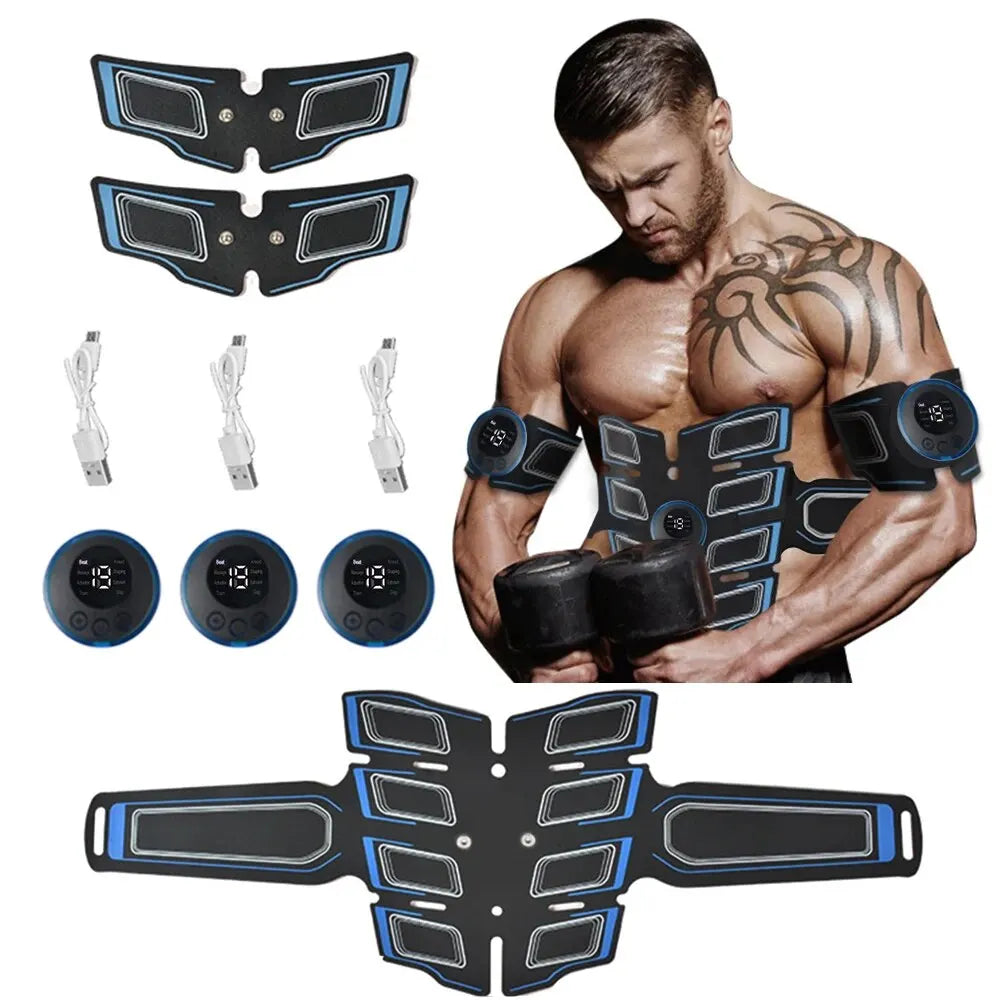 Electronic USB Rechargeable Abdominal and Arms Muscle Trainer Stimulator Portable Massager Training Belt Exercise Fitness Device