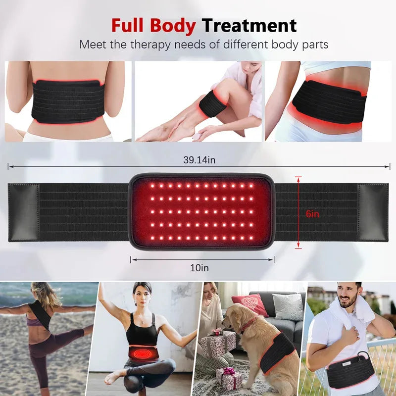Body Slimming Infrared Red Light LED Healthcare Therapy Massager Belt Heating Pad Lumbar Back Waist Muscle Relief