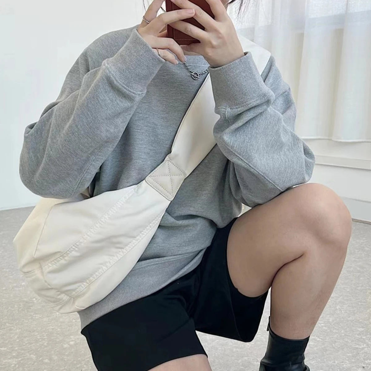 Fashion Large Capacity Nylon Satchel Shoulder Bag Comfort Wide Strap Crossbody Bags