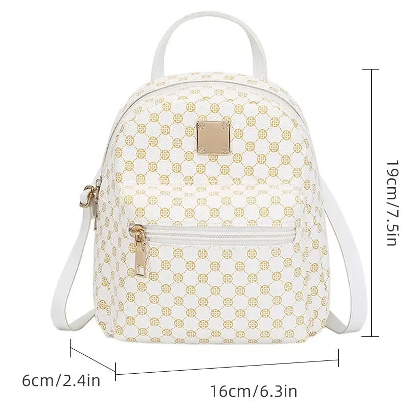 Luxury Fashion Leather Backpack School Bag for Women Four Leaf Clover Popular Design Shoulder Handbag