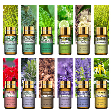 Lovely 15pcs Essential Oils Set for Diffuser Humidifier Candles Making-5ml Lavender Vanilla Peppermint Rosemary Aroma Oil