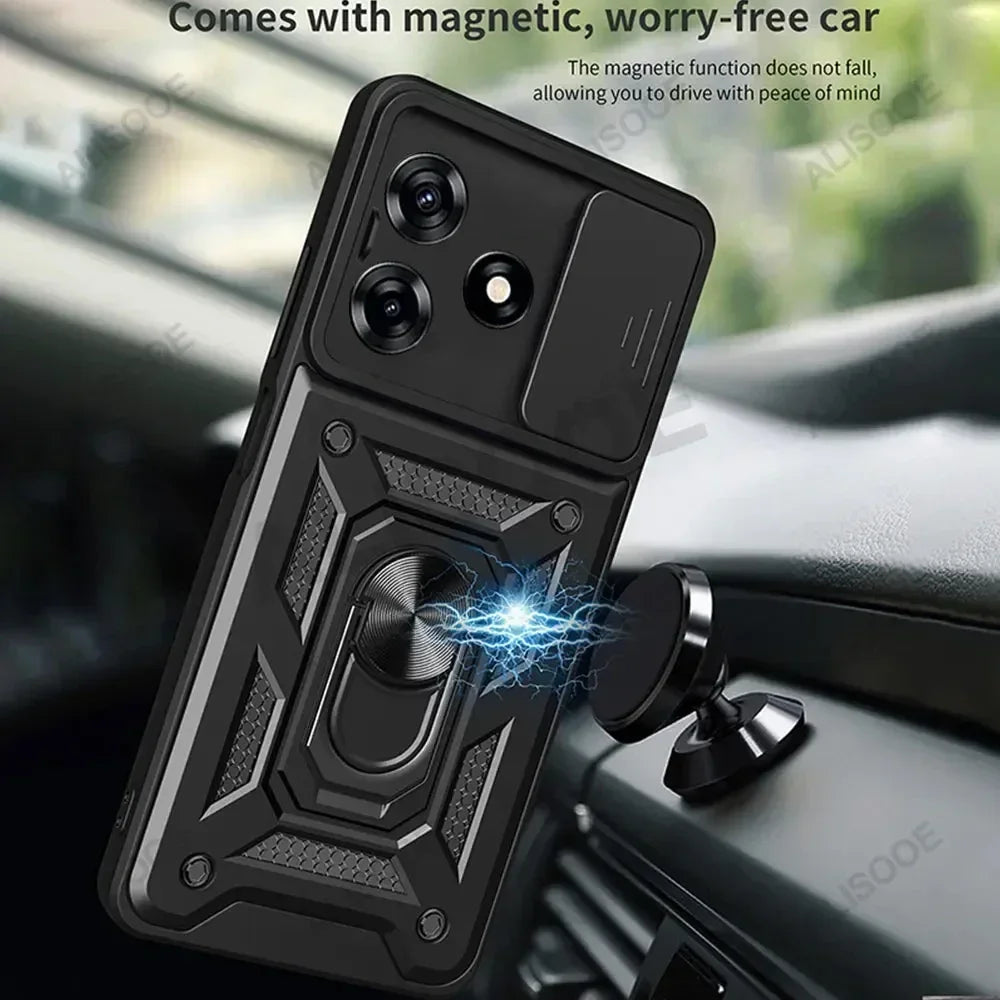 Shockproof Phone Case for ZTE Blade V50 Design 4G Camera Protection Ring Stand Magnetic Back Cover