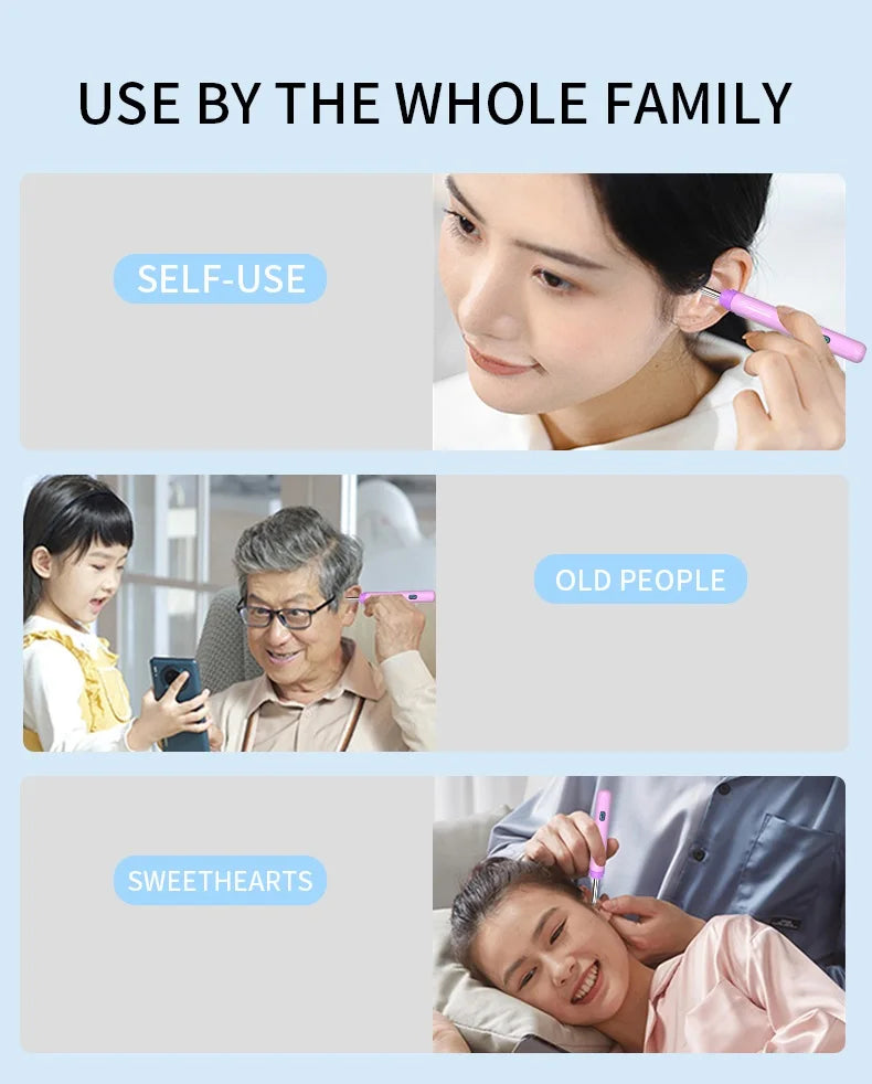 Wireless High Definition Ear Wax Removal Cleaner With Camera 6 LED Lights 3.6mm Lens WiFi Camera Take Video Photos Earpick Tool