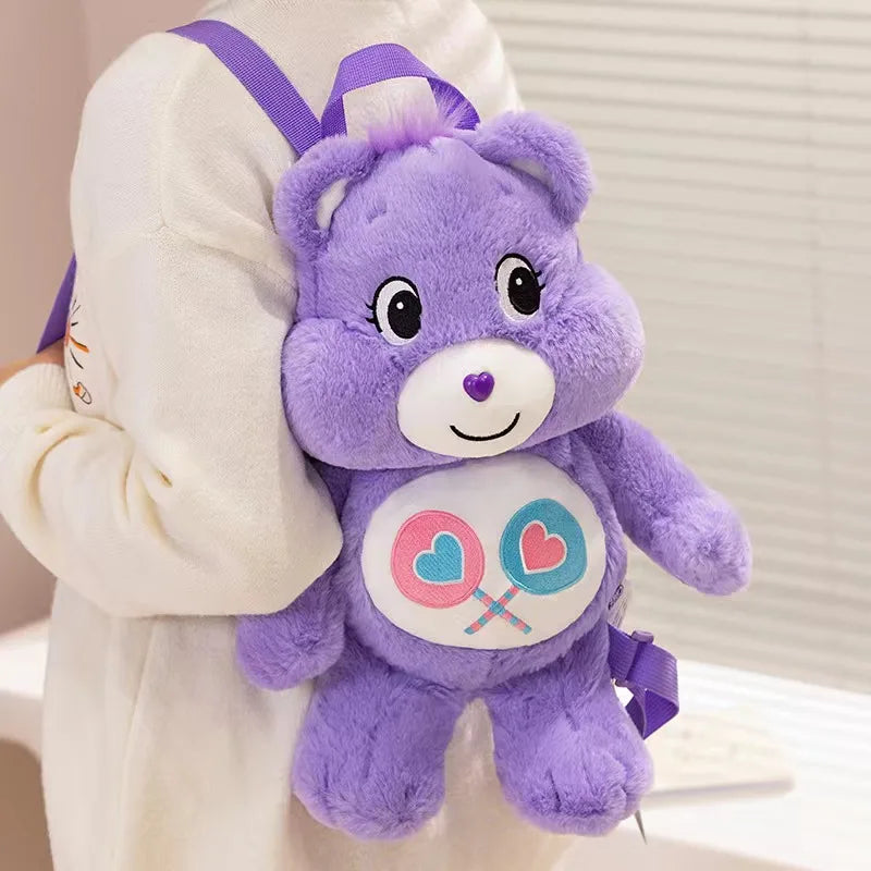Popular Cute Care Bears Plush Backpack Kawaii Fashion Plushie Doll Girl's Children's Shoulder Bag Knapsack