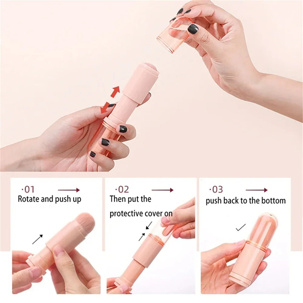 Retractable 4 in 1 Travel Makeup Brushes Set Kabuki Brush and 3 Small Brushes for Eyes with Soft Bristles Small Portable For Touchup