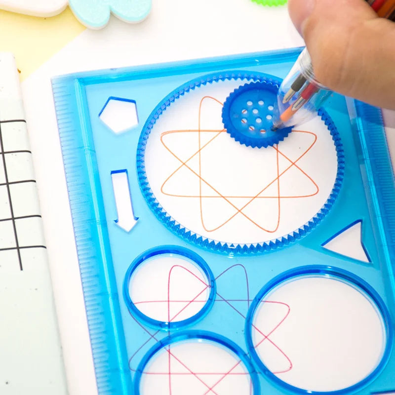 Fun Geometry Spirograph Drawing Stencils Set Painting Template Art Crafts Creative Kids Educational Toy Variety Ruler