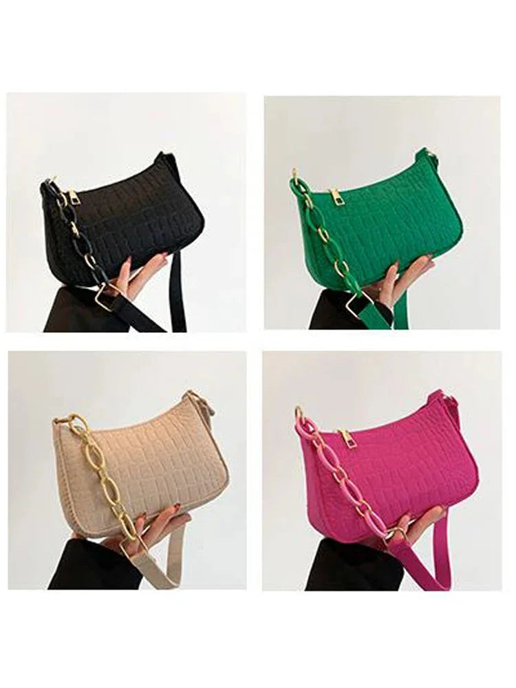 Fashion Style Wool Fiber Small Square Bag Purse Stone Pattern Shoulder Creative Bags for Women
