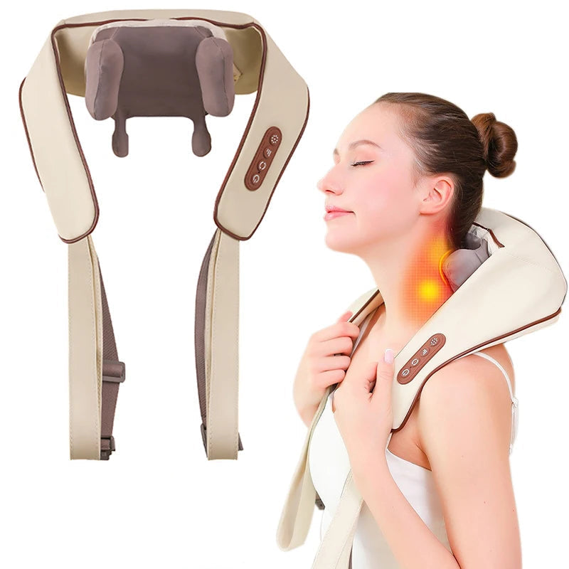 Deep Tissue Shiatsu Electric Heating Neck Shoulder and Back Massager for Pain Relief Kneading Muscle Relaxation