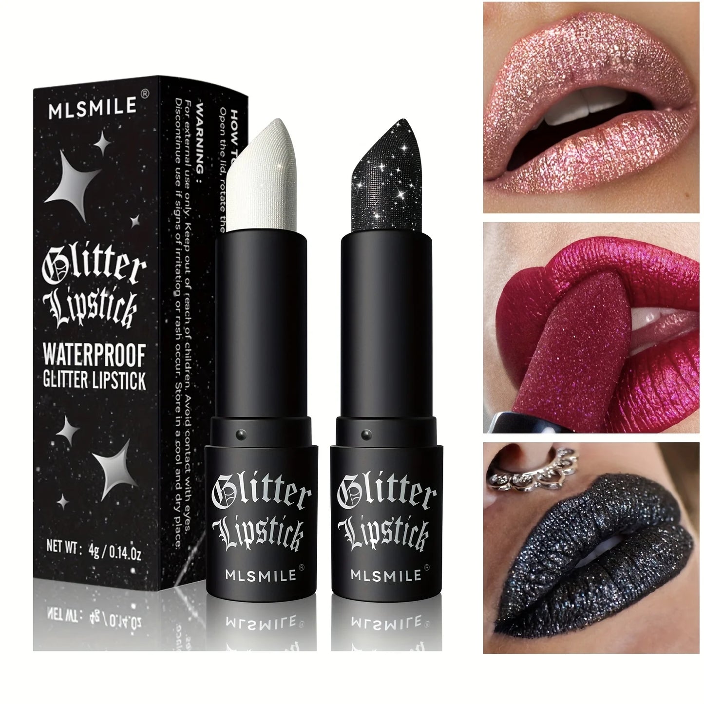 Hydrating Sparkling Glitter Lipstick Nonstick Shine Highly Pigmented Formula Gives Metallic Finish Lip Makeup