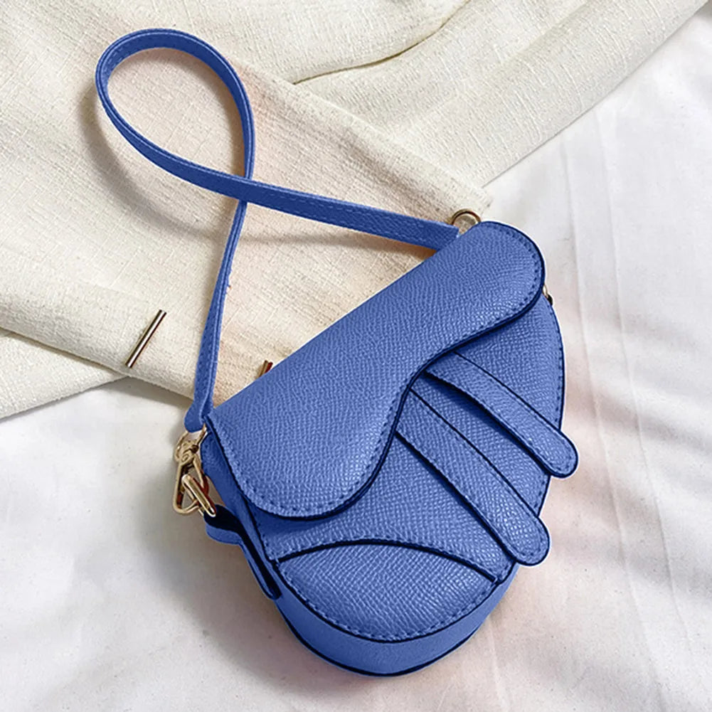 Women's Elegant Compact Saddle Shoulder Handbag Fashion Underarm Hasp Zipper Casual Simple Messenger Crossbody Bag
