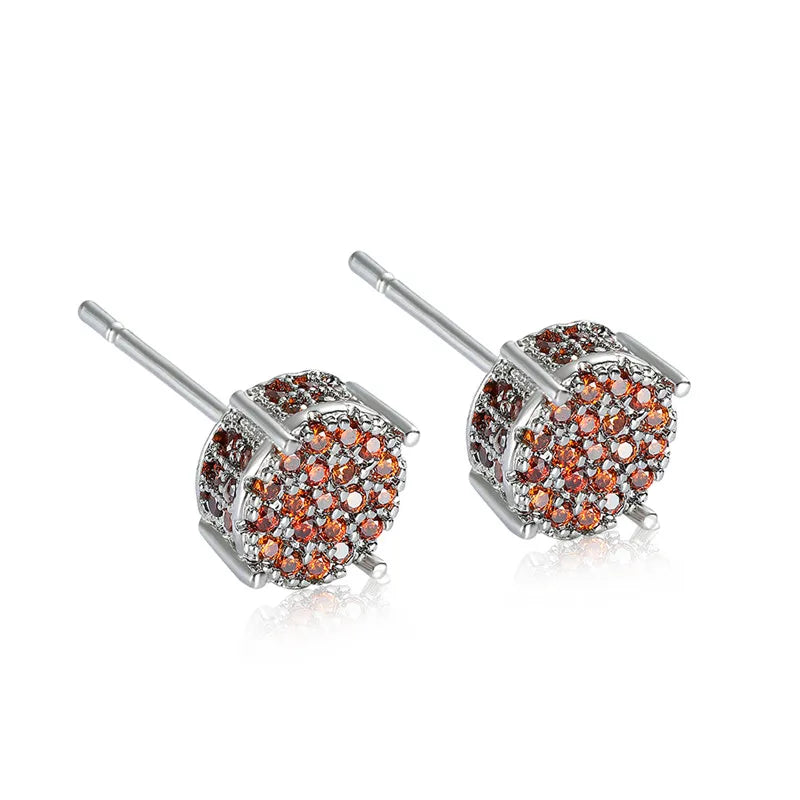 Exquisite Austrian Crystal Round Stud Earrings for Women Fancy Fashion Jewelry Accessories