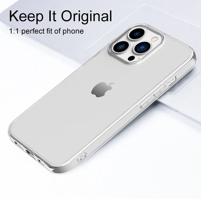 Clear Ultra Thin Silicone Case For Apple iPhone 15 14 13 12 11 Pro Xs Max Mini XR X 7 8 6s Plus 6 SE 2020 2022 2016 5 5S Protective Sides and Back cover
