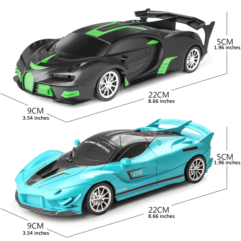 RC Racing Car with LED Lights 2.4G Radio Remote Control 1/18 Scale Sports Cars For Children Racing Drive Vehicle Drift Boys Girls Toys
