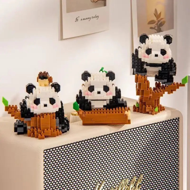 Fun Creative Mini Panda Micro Building Blocks 3D Model Cute Animals Bricks DIY Construction Toys for Children Kids Gift
