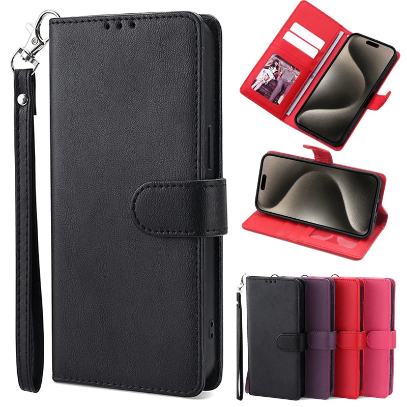 Deluxe Leather Wallet Phone Case for Realme 12 11 10 Pro Plus C2 C11 C12 C15 C17 C20 C21Y C25Y C25S Stand Function Multiple Card Slots Magnetic Flip Protective Cover