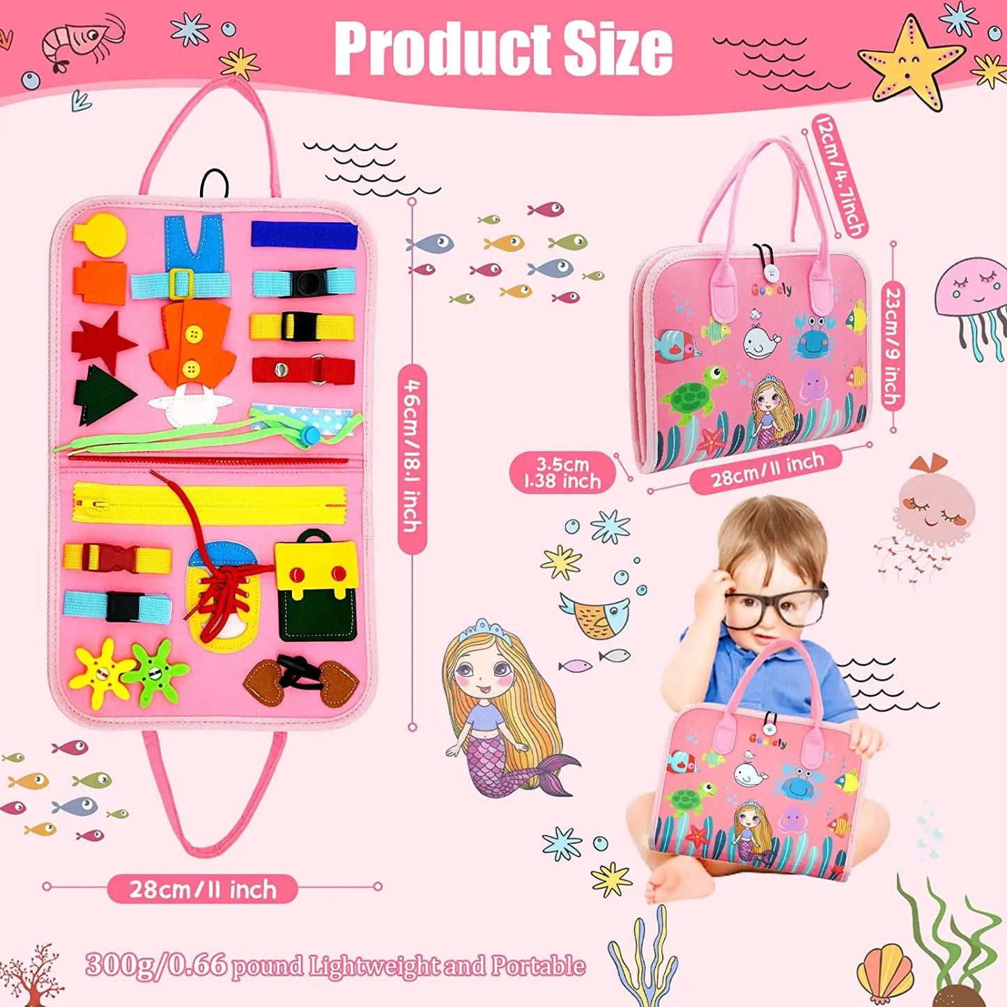 7 in 1 Easy Carry Portable Busy Educational Board for Kids and Toddlers Montessori Early Education Sensory Toys