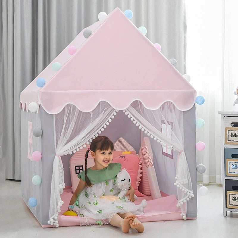 Large Folding Children's Toy Tent Teepee Play House Boys Girls Pink Princess Castle Child Room Decor 1.35m