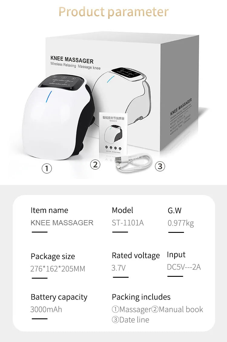 LED Touch Screen Multifunctional Smart Vibration Knee Massager Relax Muscles and Relieve Joint Discomfort