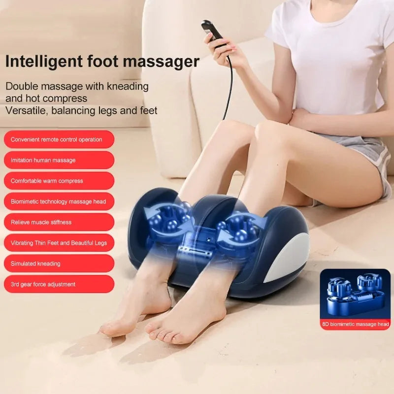Electric Shiatsu Kneading Leg Feet Calf Roller Massager Hot Compress Kneading Deep Tissue Relieve Fatigue and Relax Muscles