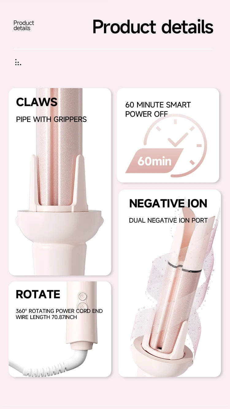 3 in 1 Automatic Rotating Ceramic Hair Curling Iron Professional Hair Roller Stick 28mm 32mm 40mm Curling Wand Hair Waver