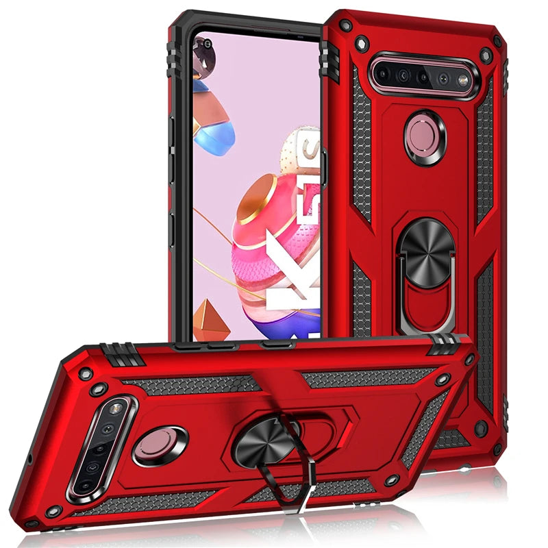 Shockproof Phone Case for LG K61 K51S K51 K50S K41S, Stylo 6 5, Aristo 2 3, Harmony 4, Q51 Q61 Magnetic Ring Holder Back Cover