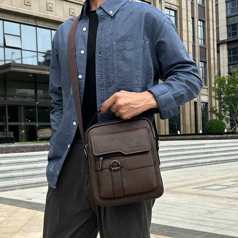 Luxury Vintage Leather Crossbody Satchel Bags for Men Business Casual Messenger Lightweight Men's Shoulder Bag