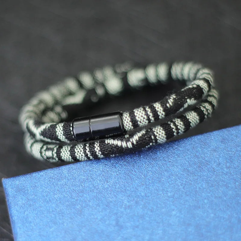 Unique Bohemian Rope Woven Bracelets for Men Women Unisex Magnetic Clasp Yarn Thread Band Strap Jewelry Accessories