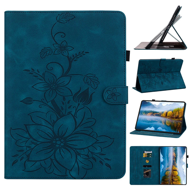 Luxury Leather Wallet Stand Case for Amazon Fire Max 11 HD10 HD8 Plus Fire 7 and Kindle Paperwhite 5 Protective Floral Embossed Tablet Cover