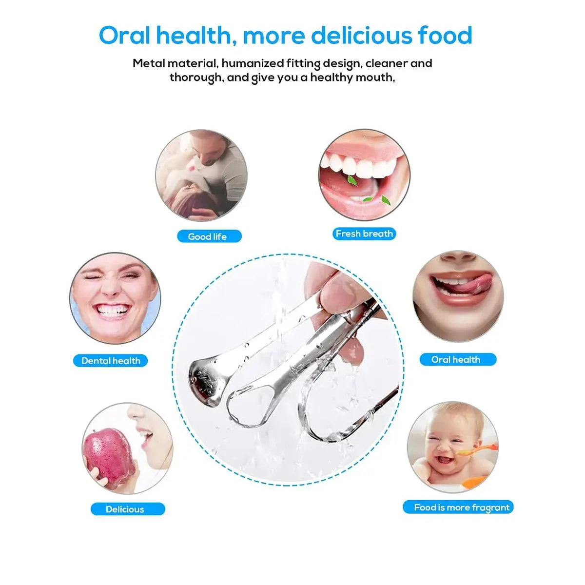 Exclusive 3pcs Metal Tongue Scraper Cleaner Set for Adults & Kids, Portable Stainless Steel Tongue Scrapers Brush