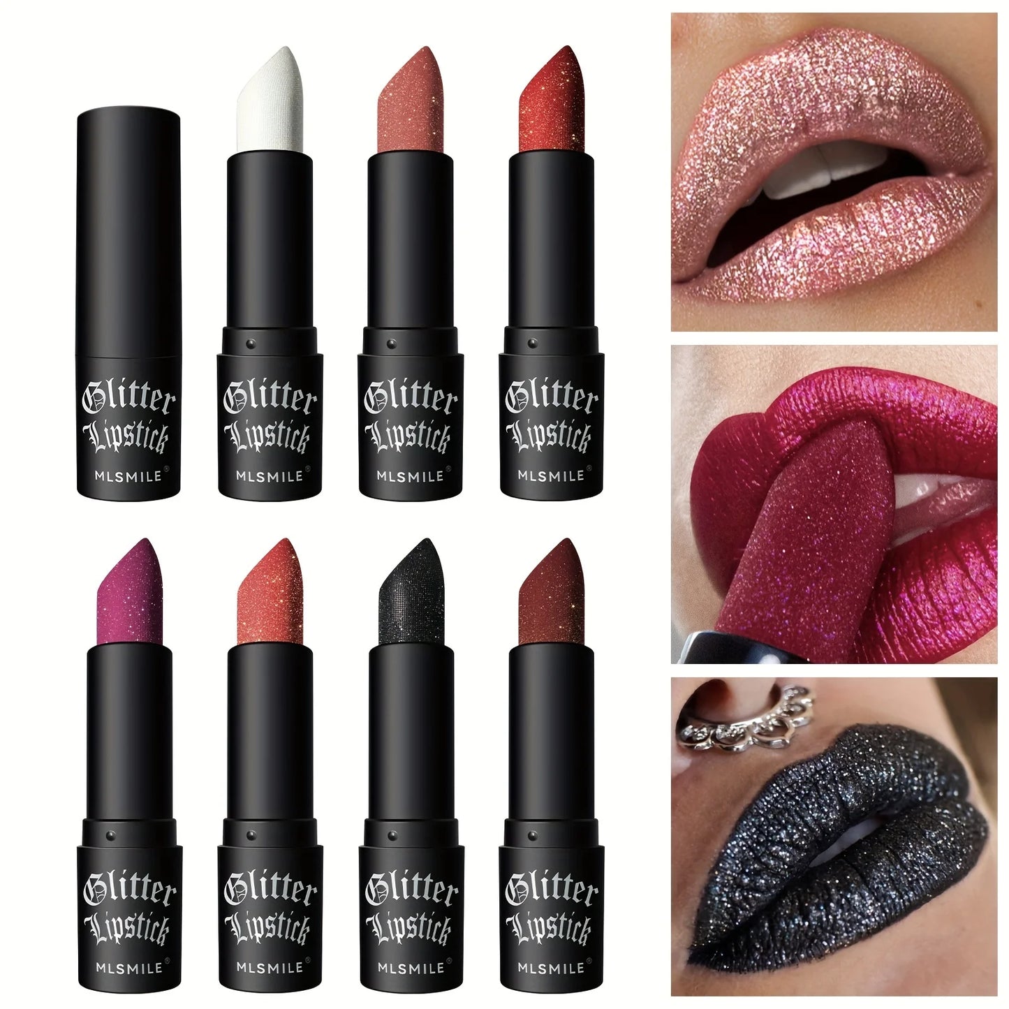Hydrating Sparkling Glitter Lipstick Nonstick Shine Highly Pigmented Formula Gives Metallic Finish Lip Makeup