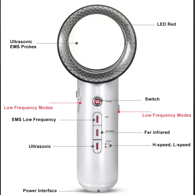 Ultrasonic 3 In 1 Infrared EMS Cavitation Facial Lifting and Body Slimming Weight Loss Massager Galvanic Lipo Fat Burner Machine