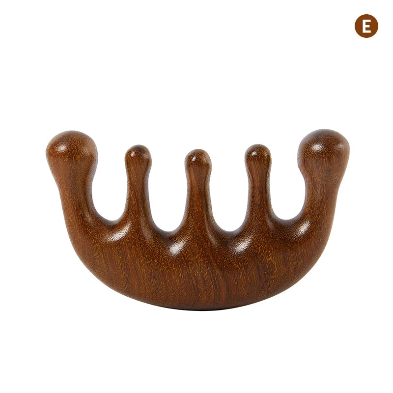 Natural Wood Therapy Massage Comb Head Face Scalp Gua Sha Massager Facial Sandalwood Wide Tooth Guasha Scraping Body Massage