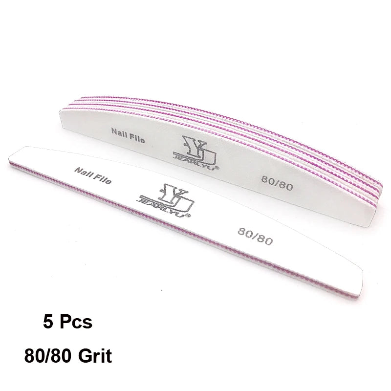 Professional Nail Files 5pcs Set Mix Color Limas 80/100/150/180/240 Grit Cuticle Remover Sandpaper Buffer Files Manicure Tool Set