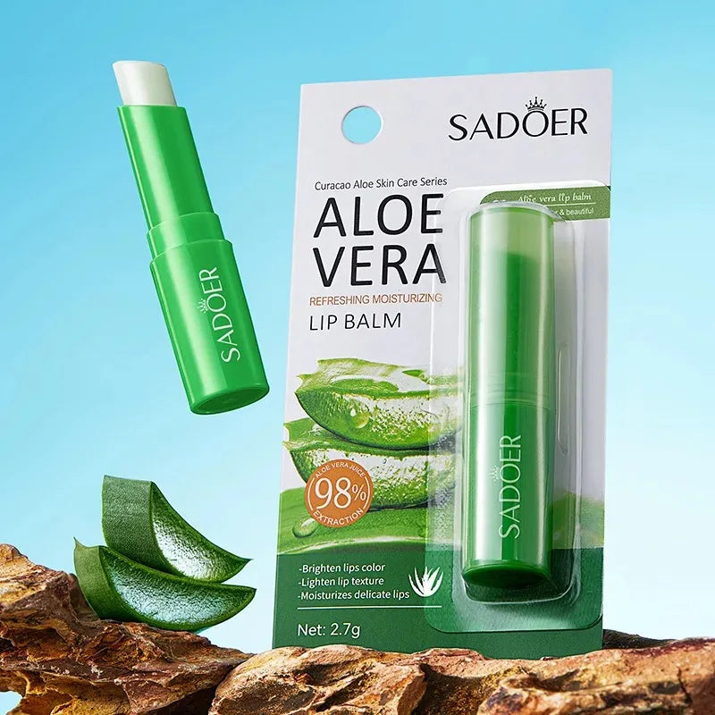 Hydrating Aloe Vera Lip Care Balm - Nourishing, Refreshing and Moisturizing to Prevent Cracking and Repair Lips Gentle Non Irritating