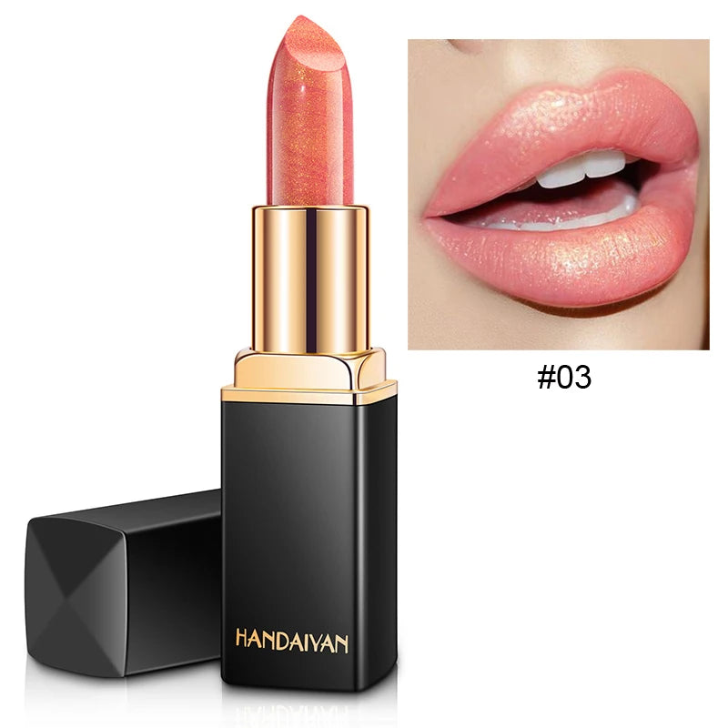 Beautiful Shiny Pearl Moisturizing Lipstick Black Tube Gold Rich Color Long Lasting Many Colors to Choose From