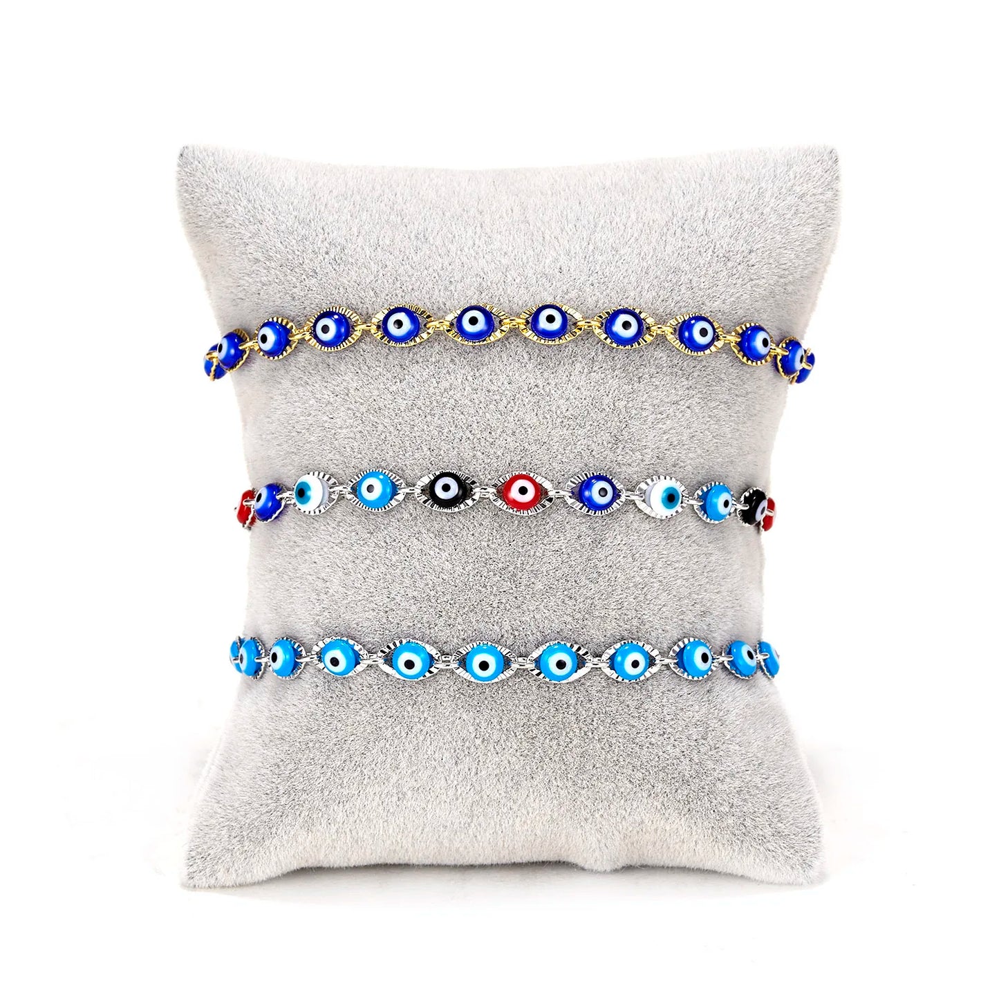Exquisite Lucky Blue Evil Eye Beads Bracelets for Women Men Fashion Bead Silver Gold Color Metal Chain Adjustable Bangle Jewelry