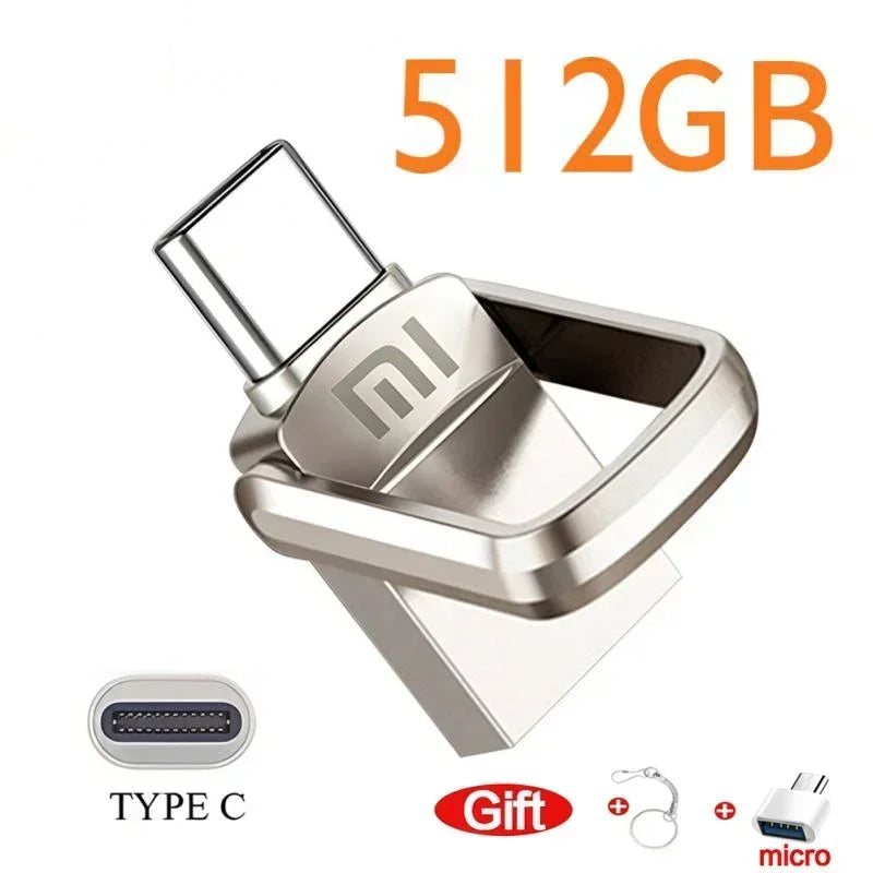 2 in 1 Metal USB 3.0 Memory Stick Pendrive OTG 2TB 1TB 512GB USB Flash Drives 256GB 2TB Type C for Computers and Cellphones