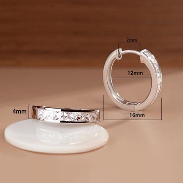 Sterling Silver Shiny Zircon Hoop Earrings for Women Girls Fashionable and Elegant Jewelry Earrings