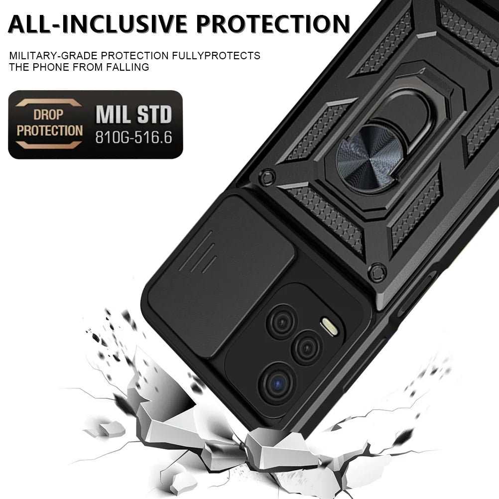 Durable Shockproof Phone Case for VIVO Y93 Y91 Y76 Y53 Y51 Y33S Y33 Y31 Y15S Camera Protection Magnetic Ring Holder Back Cover